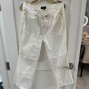Juicy Couture White Flare Jeans with Unfinished Hem